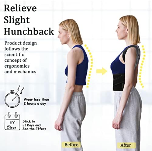 Posture Corrector for Women & Men - Adjustable Back Brace, Lumbar Support for Pain Relief, Scoliosis & Hunchback Correction, Spine Alignment Aid M(29"-33")