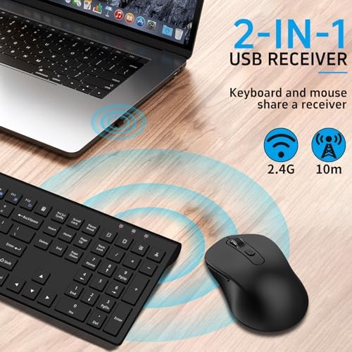 Ultra Thin Ergonomic Silent Wireless Keyboard Mouse Combo Grey