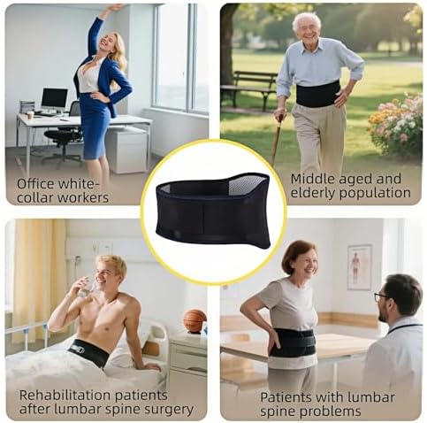 Self heating lumbar support strap suitable for both men and women - adjustable back support with thermal therapy, used to relieve lumbar discomfort, posture support (XXL) (Pack of 2)