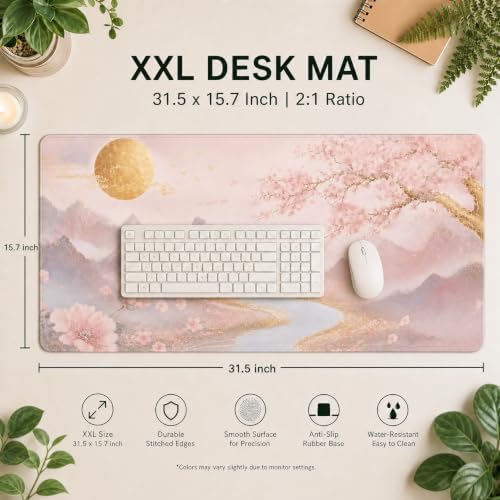 XXL Desk Mat 31.5x15.7 Inch Cherry Blossom Japanese Mouse Pad