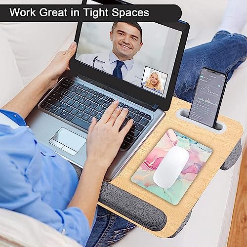 Small Mouse Pad, Mini Mouse Pad 6 X 8 Inch with Non-Slip Rubber Base for Keyboard Tray Laptops Wireless Mouse Home Office Travel, Washable & Portable (Pink Green Marble)