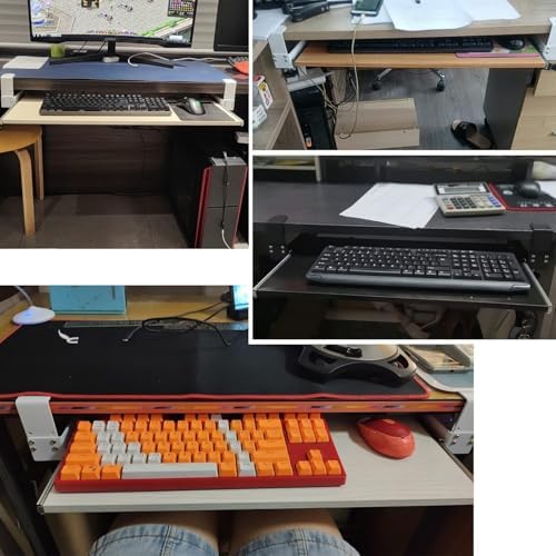 Ergonomic Wooden Keyboard Drawer Tray With Sliding Rails, Under Desk Pull-Out Keyboard Shelf, No Drill Installation(Pink,55 * 30Cm)