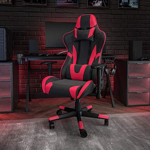 Flash Furniture LeatherSoft Swivel Adjustable Gaming Chair, Red