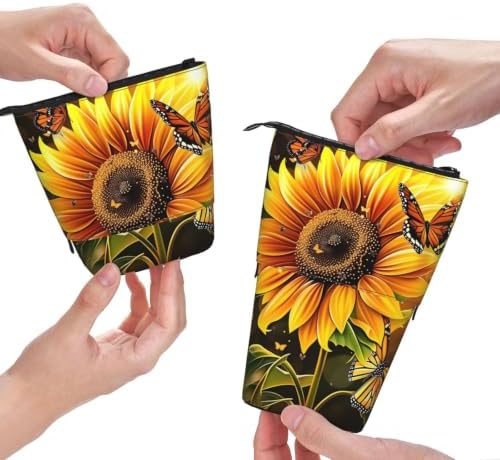 Sunflowers Bee Flowers Standing Pencil Case