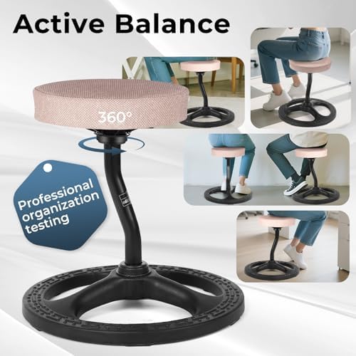 ADHD Chair for Kids, Yoga Chairs for Adults, Wobble Stool Active Flexible Seating Desk Chair with Non-Slip Base and Washable Seat Cover for Stability, Balance, Yoga, Office, School, Classroom