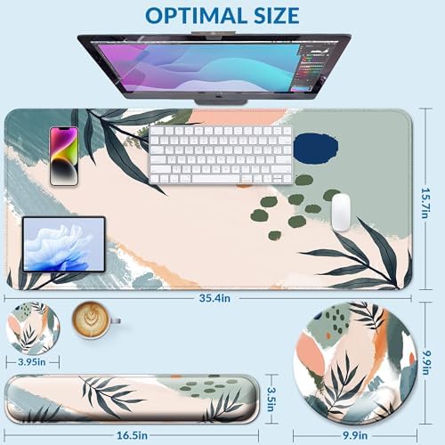 Desk Mat Set Keyboard and Mouse Pad with Wrist Rest Support