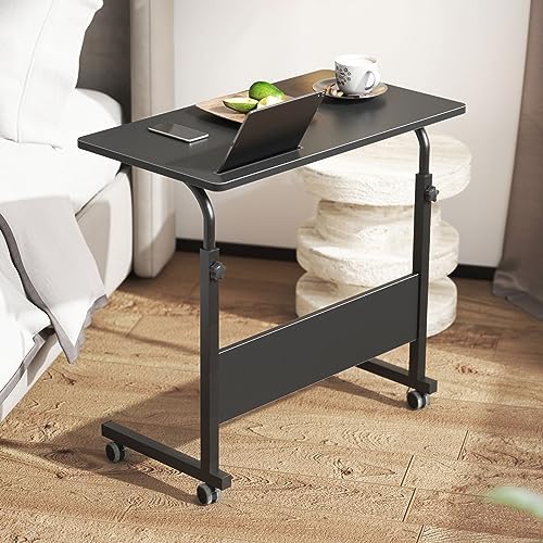 DlandHome 31.5 Inches Rolling Desk with Wheels Adjustable Height, Black