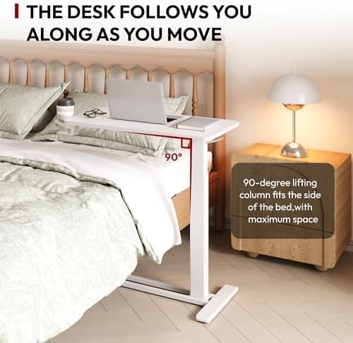 SANODESK 32'' Mobile Standing Desk with Hidden Wheels,Pneumatic Laptop Desk