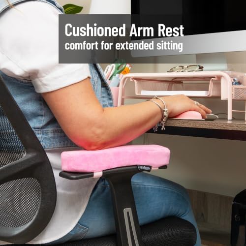 Mind Reader Air-Cloud Memory Foam Armrest Pads, Office & Gaming Chair Arm Rests, Elbow Support with Washable Cover, Black