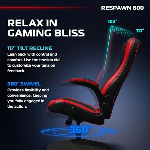 RESPAWN 800 Console Rocker Gaming Chair, Swivel Seat with Lumbar Support