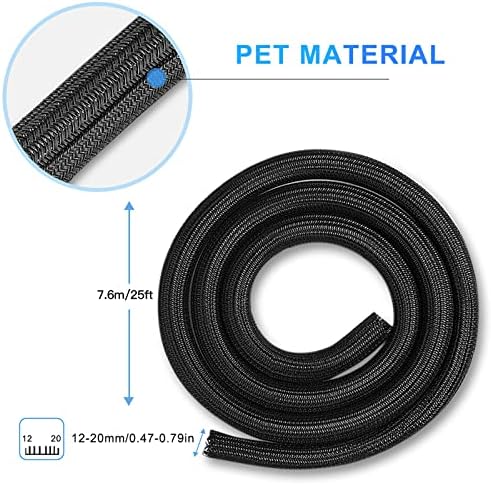 AGPTEK Cable Sleeve, 25ft - 4/5 inch Cable Management Cord Hider, Black