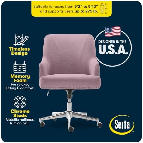 Serta Home Office Desk Chair with Low Padded Arms, Vanity Chair for Bedroom