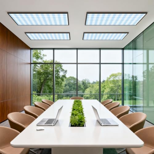 4 Pcs Fluorescent Light Covers for Ceiling Lights blue white Gingham check Magnetic Light Filters Decorative for Classroom Office Hospital Home 4x2 Ft
