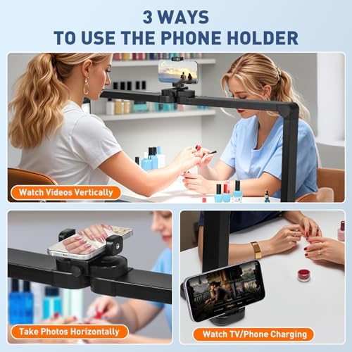 KIRKAS Half Moon Light for Nail Desk, 34in Foldable Nail Lamp for Desk
