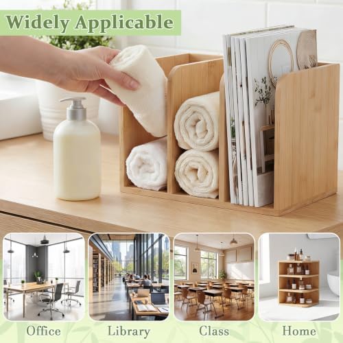 Novabright Bamboo Wooden 3-compartment File Magazine Holder, Suit for B5