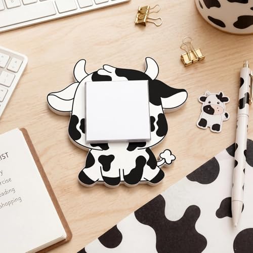 Cow Sticky Note Holder Large Wood, Western Office Decor