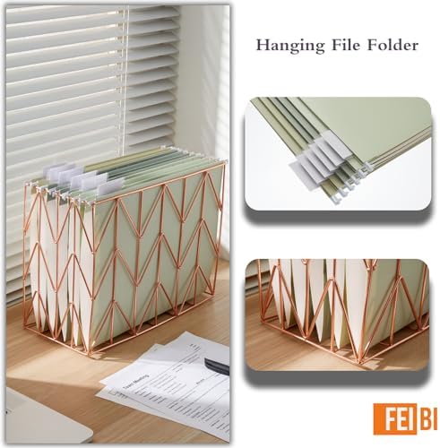 6 Pack Hanging Folder File Cabinet Organizer Letter Size 1/5 Cut Adjustable Label Decoration Home Office School Classroom, Green