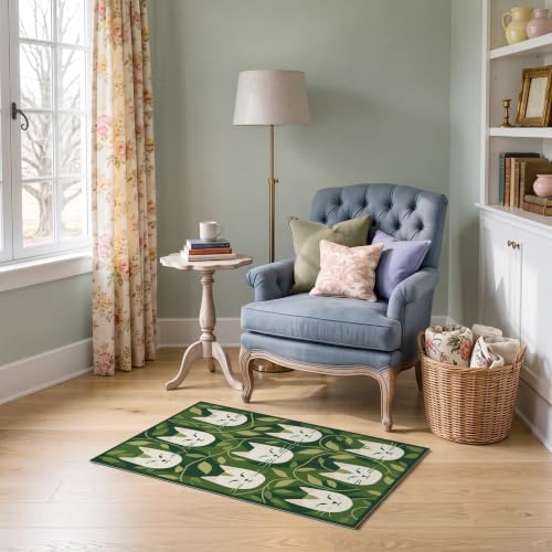 2'x3' Green Cat Forest Faces Interlinked by Ultra-Soft Accent Mat