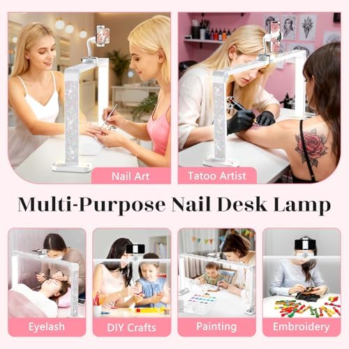 Half Moon Light for Nail Desk: 34" Large Foldable Nail Light for Desk