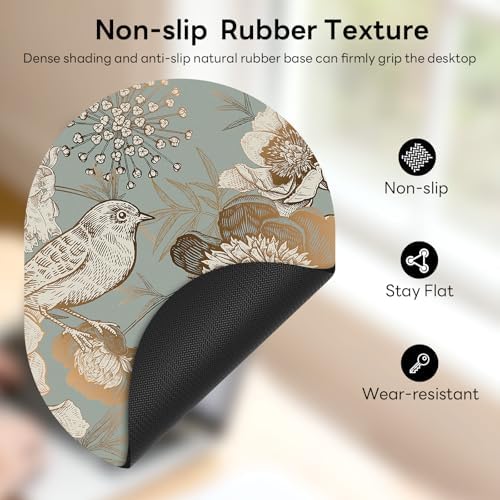 Oval Mouse Pad 6x8in Non-Slip for Laptop,Bird
