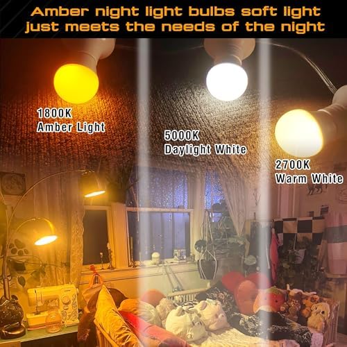 Amber Sleep Light Bulbs 1800k, Blue Light Blocking,A15 Soft Warm Light Bulb