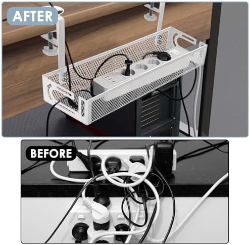 Cable Management, 2 Pack Cable Management Under Desk, Cable Tray