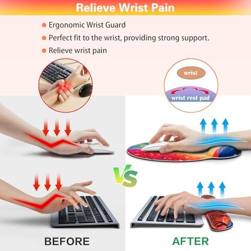3-in-1 Mouse Pad with Wrist Rest Cute Black Cat Set