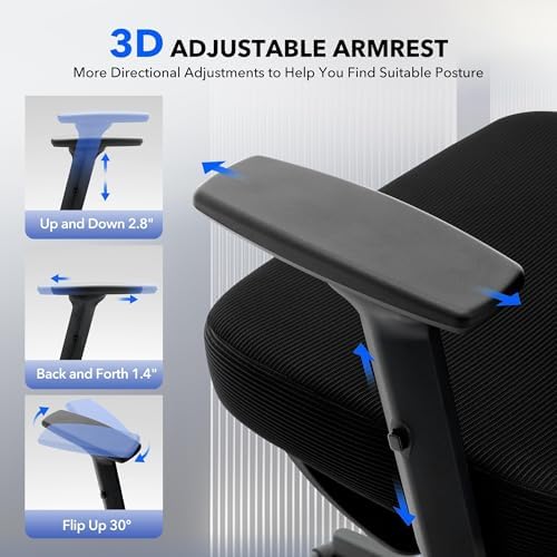 Ergonomic Mesh Office Chair with Footrest, 135° Reclining, Black