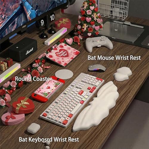 Keyboard Wrist Rest - Leather Halloween Bat Wrist Pad for Mouse
