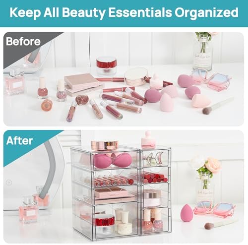 Vtopmart Acrylic Desk Organizer with 8 Drawers for Office, Makeup, Crafts