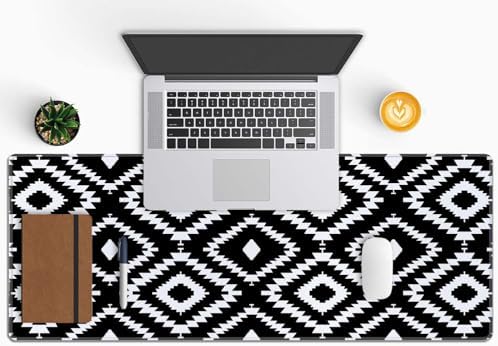 Desk Mat Large Mouse Pad, Black White Geometric Aesthetic XL Mouse Pad Extended Full Desk Gaming Mousepad XL Long Keyboard Mouse Mat Desk Pad 31.5''X11.8'' Desk Accessories for Women Men