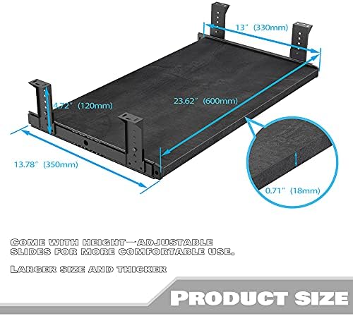 FRMSAET Slide Out 20/24/30 inch Keyboard & Mouse Tray (24 in, Black Rock)