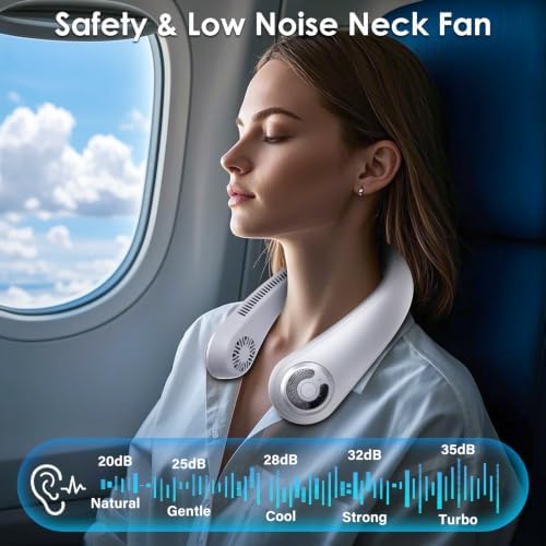 Portable Lightweight Neck Fan with Neck Support, Birthday Gifts for Men Women Dad Mom, Rechargeable Personal Wearable Cooling Neck Fans for Hot Flashes, Disneyland, Travel, Camping Essentials