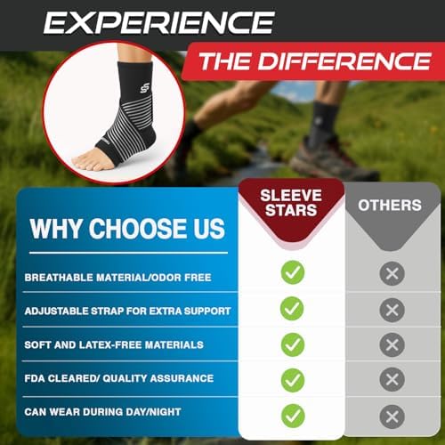 Sleeve Stars Ankle Brace Men & Women Support (Pair/L:12"-13"/Black)