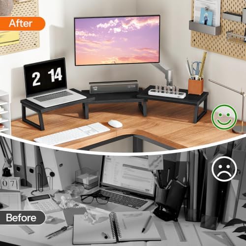 HOOBRO Dual Monitor Stand Riser, Computer Monitor Stand for PC, Black