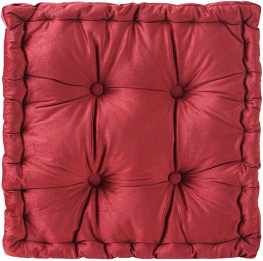vctops Chair Cushion for Dining Chair, Soft Velvet Square Seat Cushion with Ties Cozy Indoor Chair Pad Cushion for Office Kitchen Dining Room (Red,16"x16")