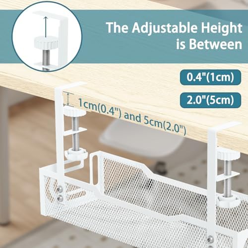 Under Desk Cable Management Tray, No Drill Mesh Cable Tray Cord Organizer