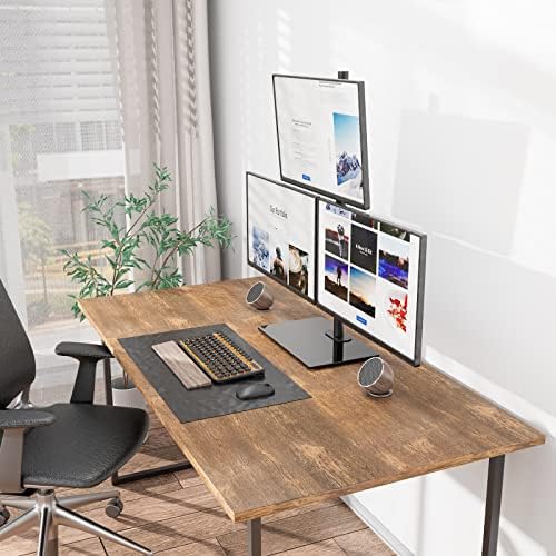 WALI Triple Monitor Stand, Height Adjustable Free-Standing Monitor Desk Mount, fits 3 Computer Screens up to 27 Inch, Holds up to 22lbs per Arm (GMF003)