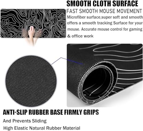 Large Mouse Pad Big Desk Mat Large Office Desk Pad, White Line