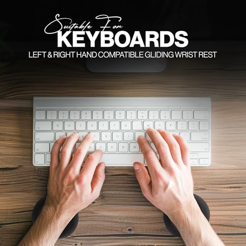 Comfy Glide Palm/Wrist Rest - Smooth Gliding Left and Right-Hand Ergonomic Memory Foam Wrist Support for Mouse or Keyboard - Anti-Fatigue - Stress and Pain Relief for Carpal Tunnel - Jet Black