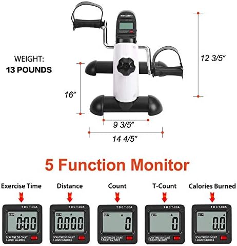 Under Desk Bike Pedal Exerciser Portable Home Exercise Bike Pedal Exerciser Foot Peddler Portable Therapy Bicycle Leg Peddler Portable Mini Cycle Bike for Hands Arm Trainer