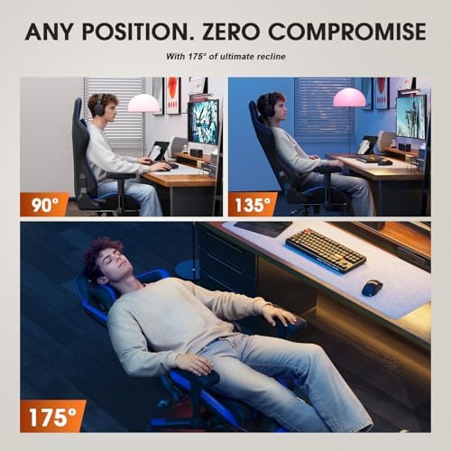 Douxlife 3D Massage Gaming Chair with Footrest Ergonomic PC Desk Chair