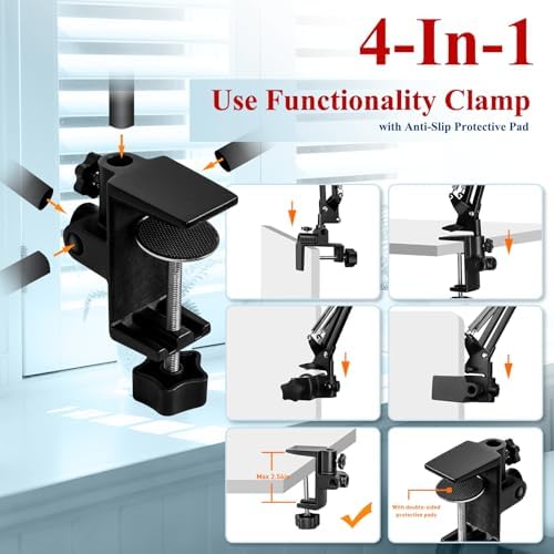 12X 30X Square Magnifying Glass with Light and Clamp