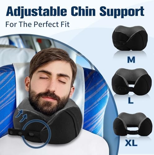 Cirorld Neck Pillow for Traveling, Travel Pillows for Airplanes Pure Black