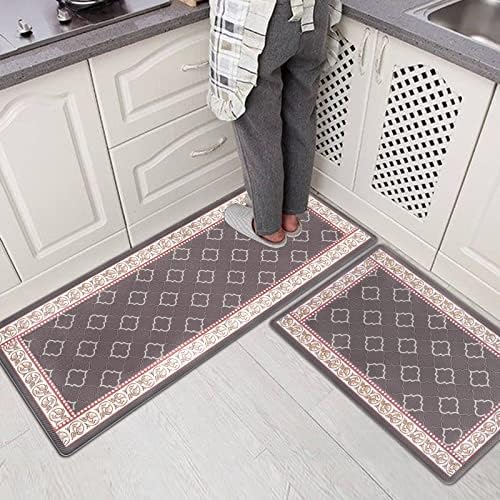 Kitchen Floor Mat Set of 2, Anti Fatigue Kitchen Mat 20"x32"+20"x59"