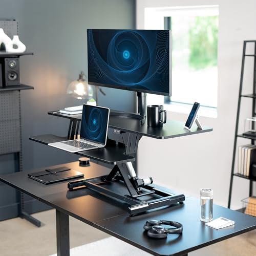 VIVO Black 47 inch Electric Desk Converter, DESK-VE48B