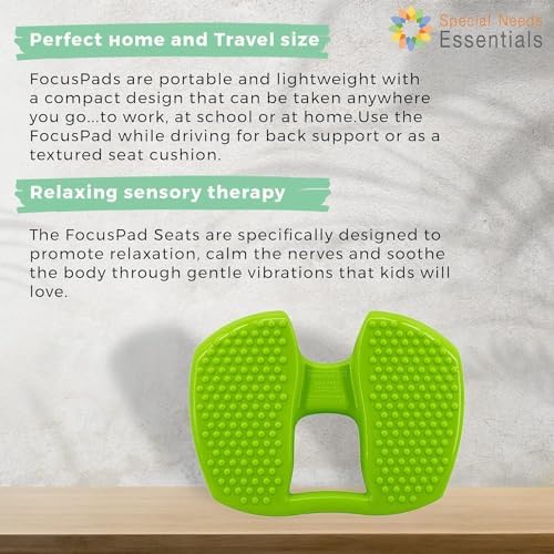 Special Needs Essentials FocusPad 3-in-1 Sensory Wobble Cushion - Silent Wiggle Seat, Foot Fidget & Balance Pad for Kids and Adults with ADHD or Autism | Lime Green