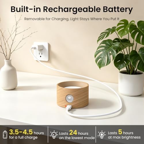 Koopala LED Sconces, Wall Mounted Lamps with Rechargeable Battery Operated USB Port 3 Color Temperatures & 3 Brightness Levels 360°Rotate Magnetic Ball, Cordless Lights for Reading Bedside