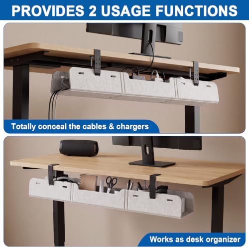 Chumia Under Desk Cable Management Tray No Drill, Beige, 36 Inch