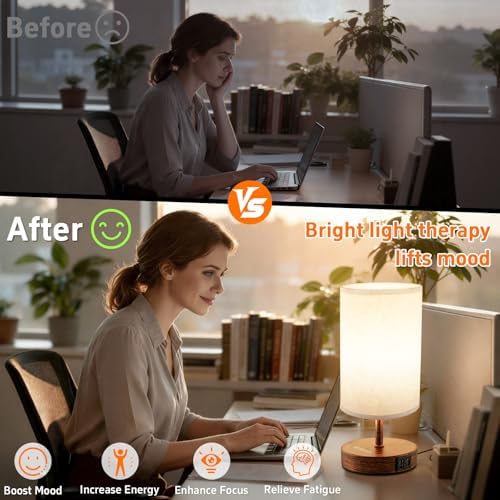 Light Therapy Lamp, 10000 Lux, Remote Control, 3 Color Temperatures, Timer